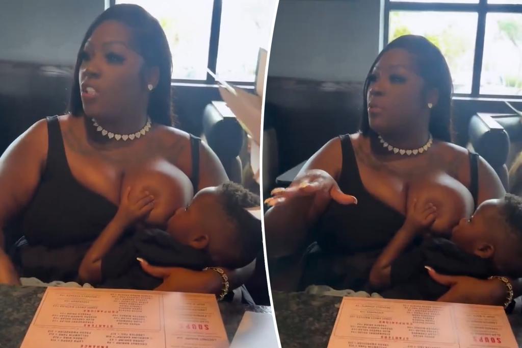 Mom faces reactions for the baby breastfeeding in the restaurant