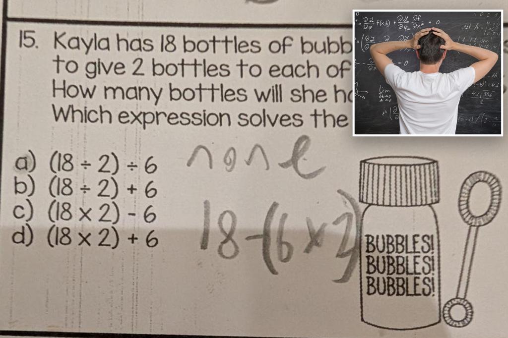 Daddy stuck by the tasks of the 10-year-old boy's math house