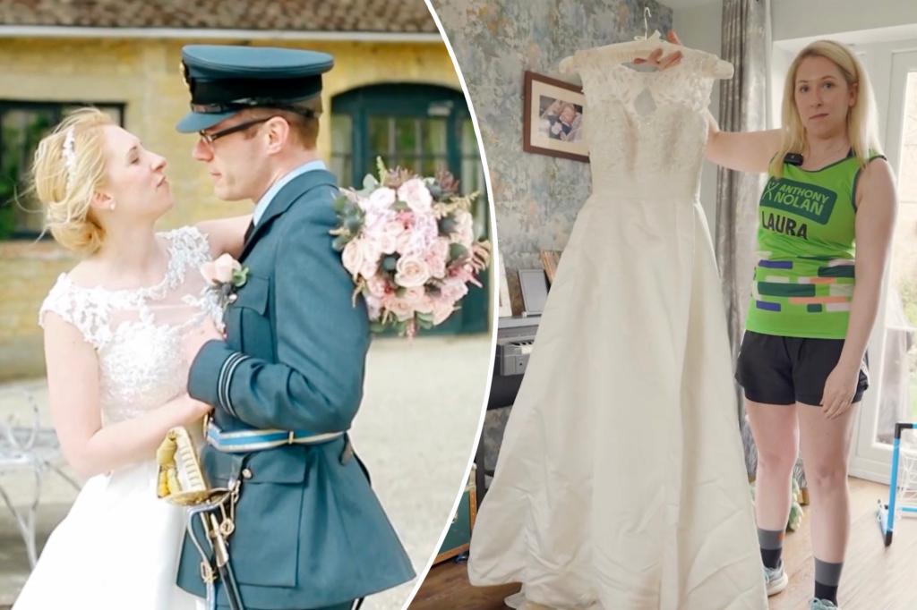 The widow ran marathon in her wedding dress