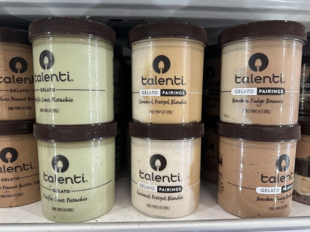 Gellato Pints talent in a refrigerator of grocery stores.