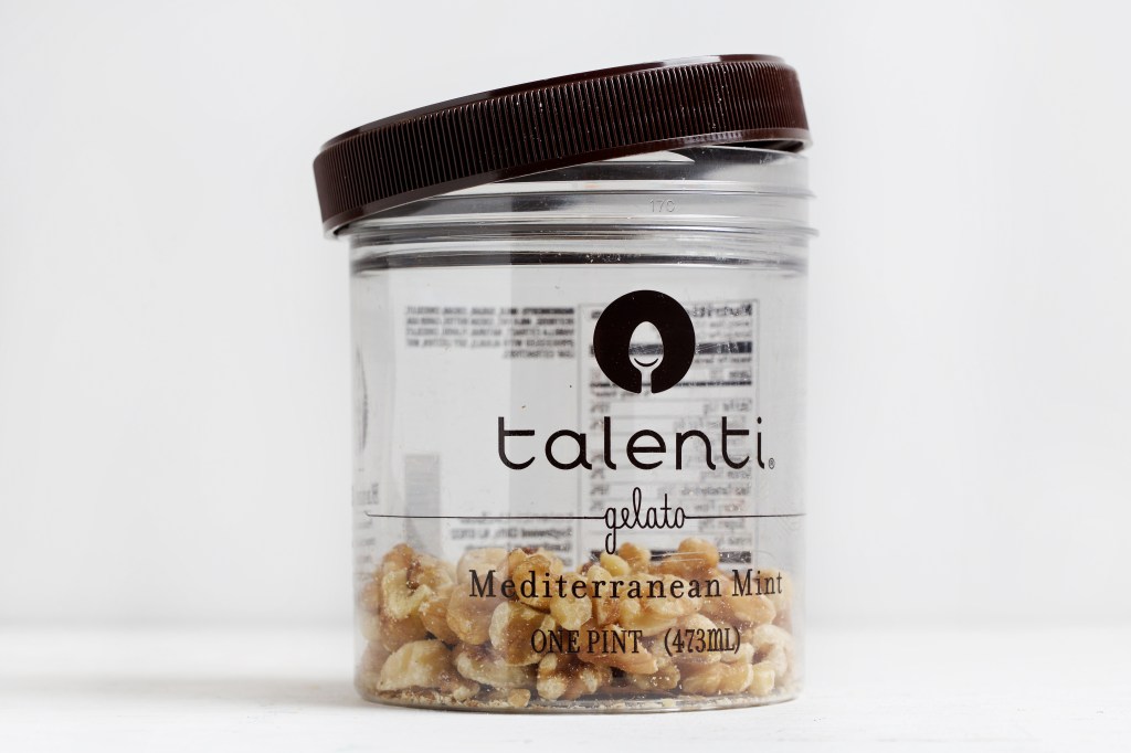 Nuts in a gellato talent container.