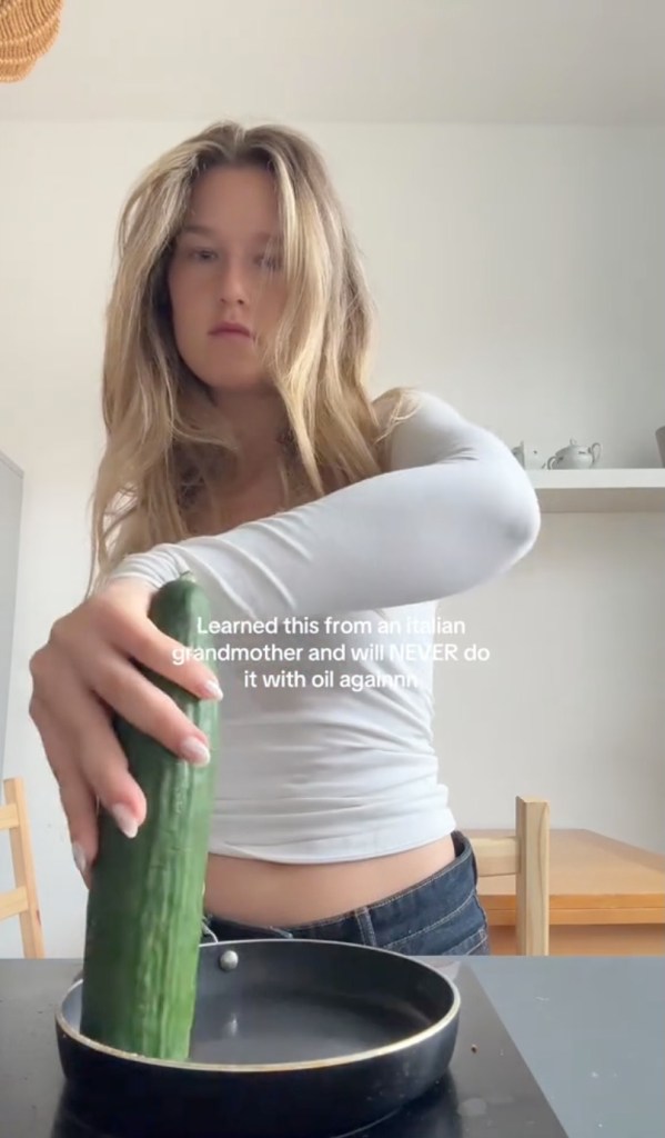 TKTOK Cook demonstrates cucumber hack.